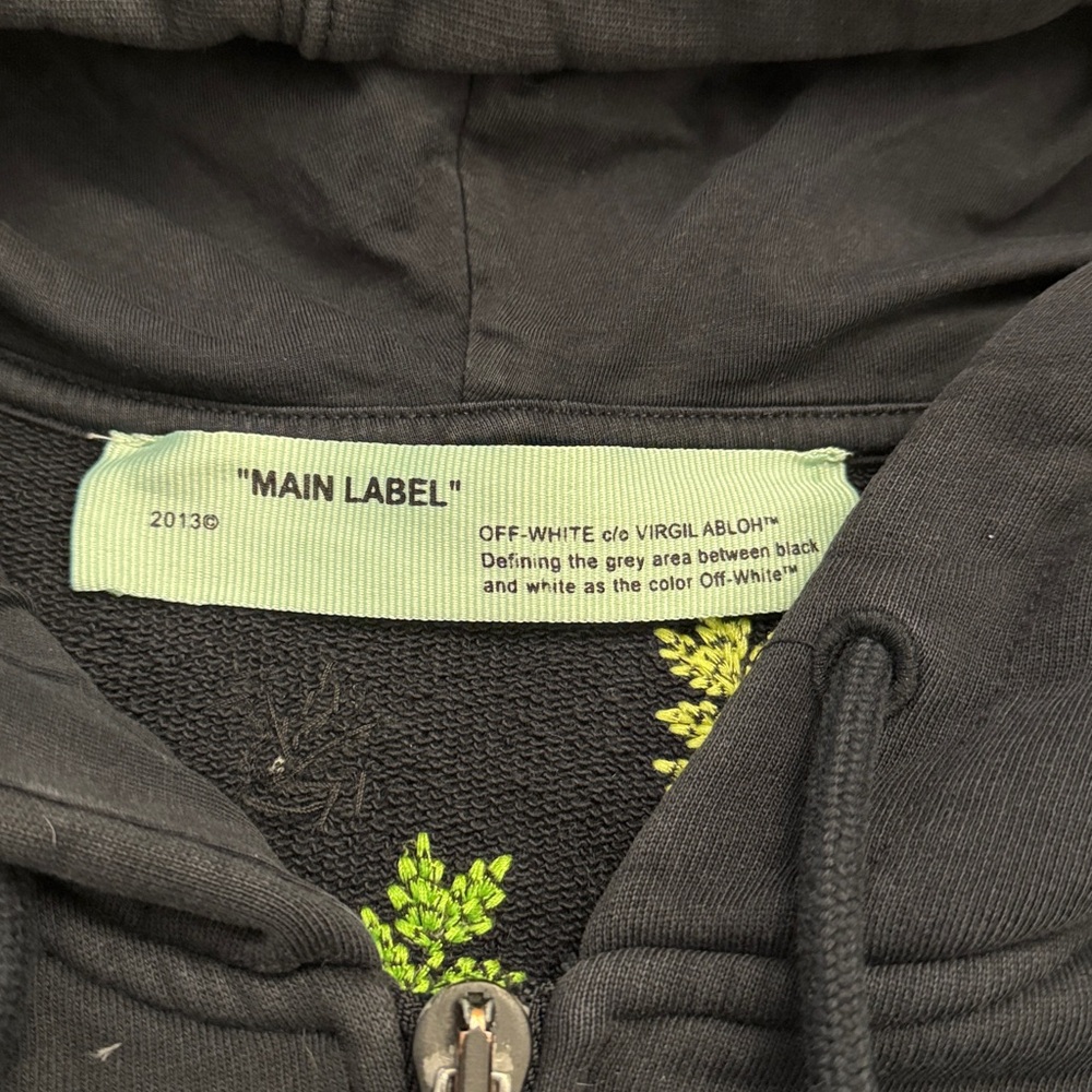 Off-White Black Hoodie with Green Leaf Accents size L - Picture 3 of 15